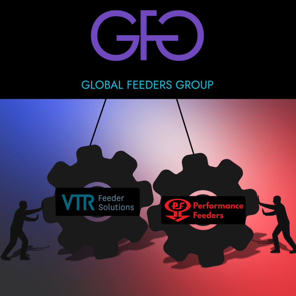 Gears meshing illustrating the integration between Performance Feeders and VTR Feeder Solutions